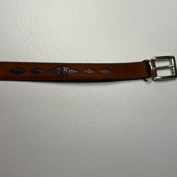 Saks Fifth Avenue Genuine Lizard Leather Belt Brown Men’s Size 42 Made in Spain - Picture 2 of 6